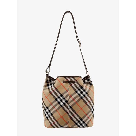 Burberry Women Canvas Bucket Bag With Check Motif - Picture 4 of 5